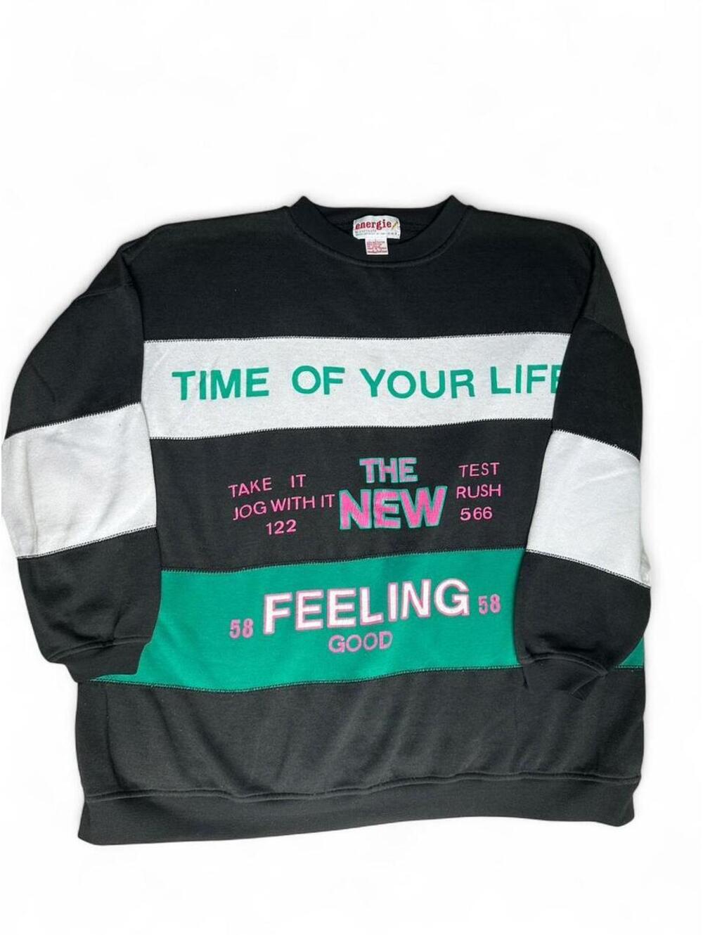 Vintage Energie Time Of Your Life Colorblock Graphic Sweatshirt L 90s